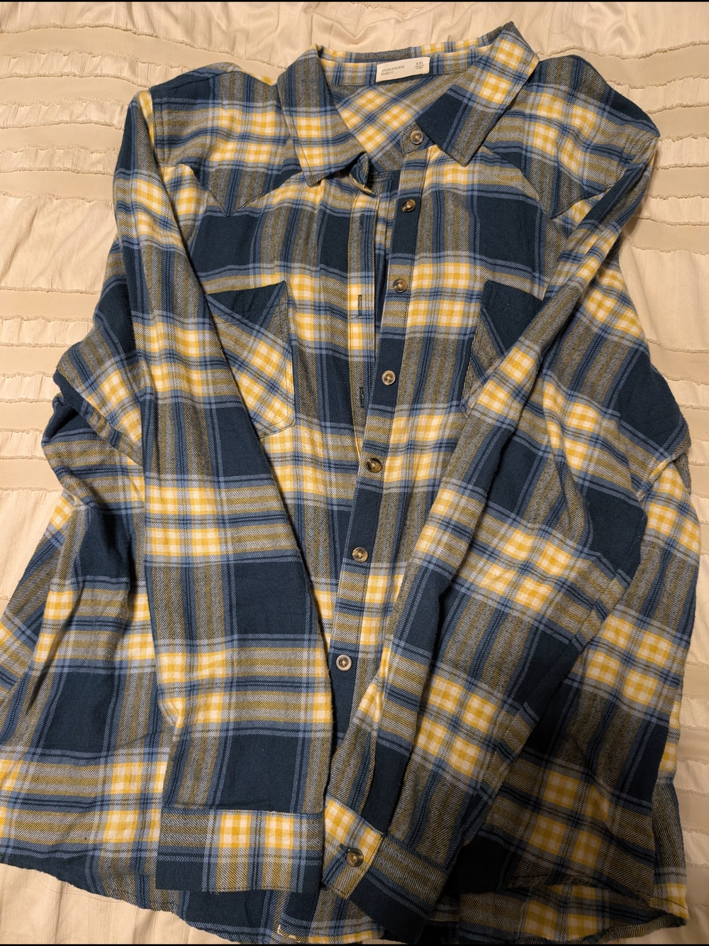 Maurices Blue and Yellow Plaid Button-Down Shirt